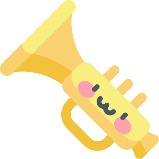trompet Kawaii Flat icoon
