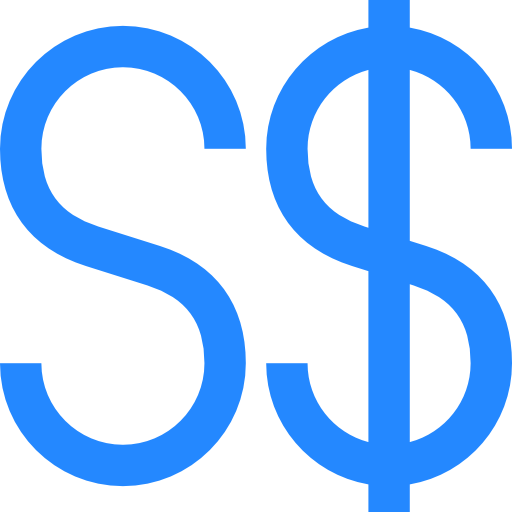 dolar singapurski Basic Straight Flat ikona
