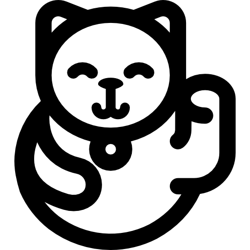 gato chino de la suerte Curved Lineal icono