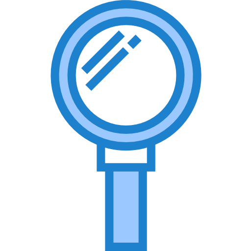 Magnifying glass srip Blue icon