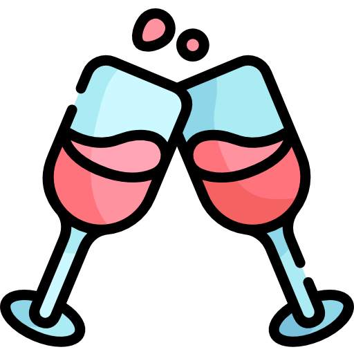 bicchieri di vino Kawaii Lineal color icona
