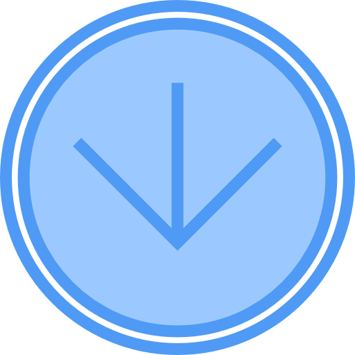 Down arrow Payungkead Blue icon