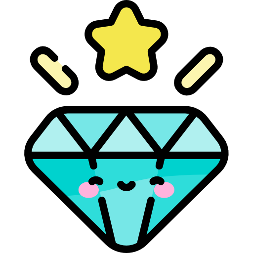 diamante Kawaii Lineal color Ícone