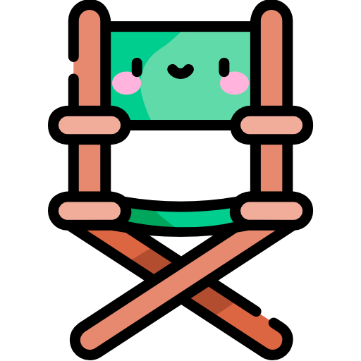 silla de director Kawaii Lineal color icono