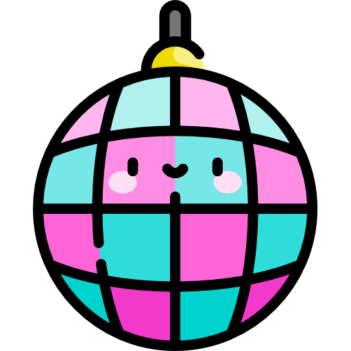 palla da discoteca Kawaii Lineal color icona