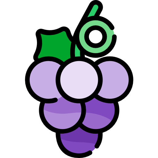 druiven Kawaii Lineal color icoon