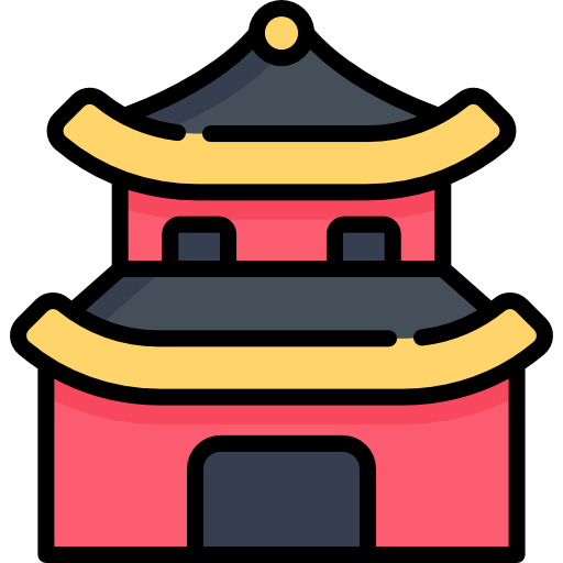 pagode Kawaii Lineal color Icône