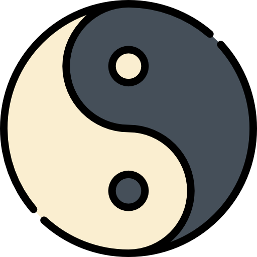 yin yang Kawaii Lineal color Icône