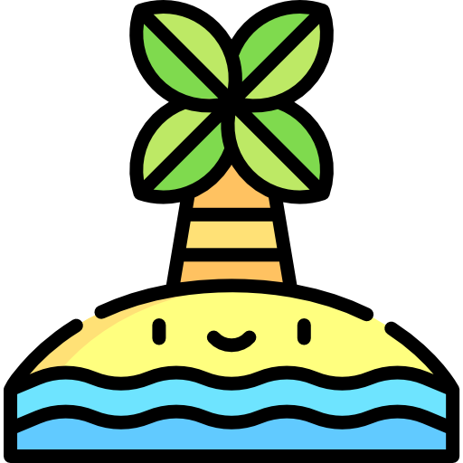 Пляж Kawaii Lineal color иконка