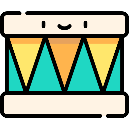 tambor Kawaii Lineal color icono