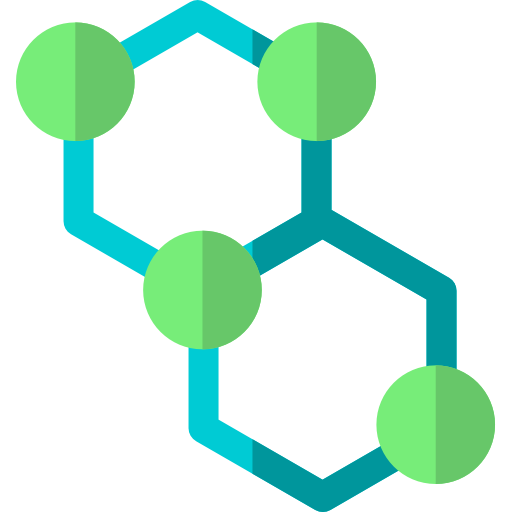 estructura molecular Basic Rounded Flat icono