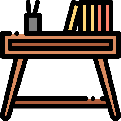 책상 Detailed Rounded Lineal color icon