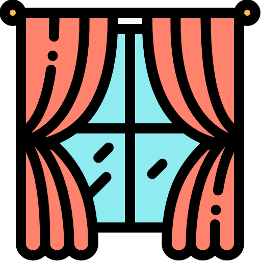 Curtains Detailed Rounded Lineal color icon