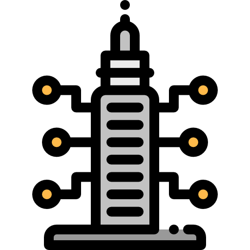 Skyscraper Detailed Rounded Lineal color icon