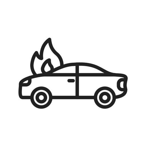 Автомобиль в огне Generic black outline иконка