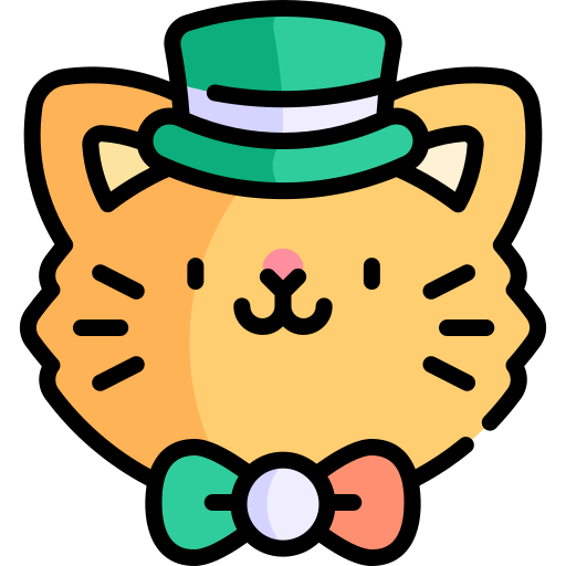 gato Kawaii Lineal color icono