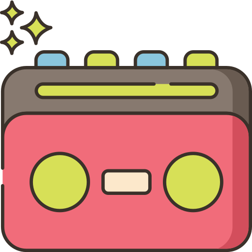 cassettespeler Flaticons Lineal Color icoon