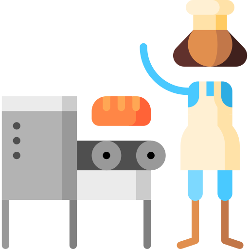 boulangerie industrielle Puppet Characters Flat Icône