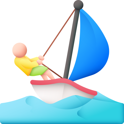 barco de vela 3D Color icono