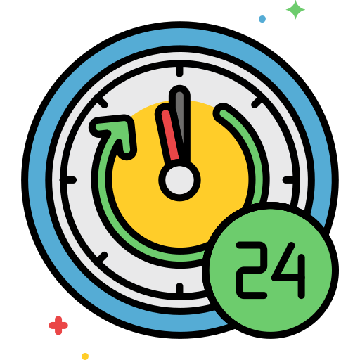 24 시간 Flaticons Lineal Color icon