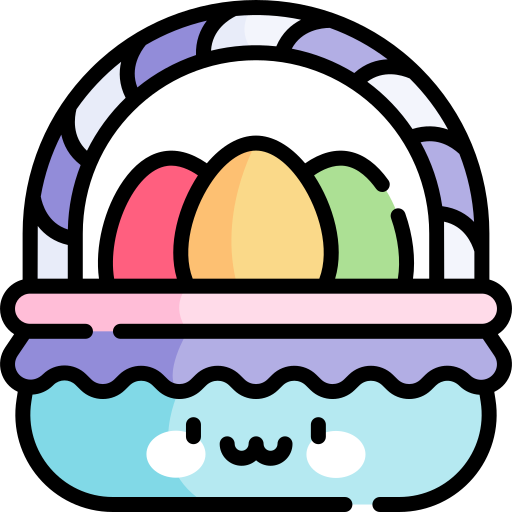 cesto di uova di pasqua Kawaii Lineal color icona