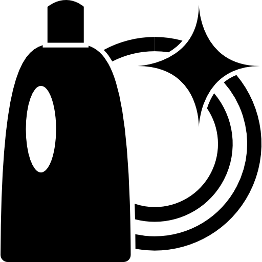 líquido para lavar platos y plato limpio  icono