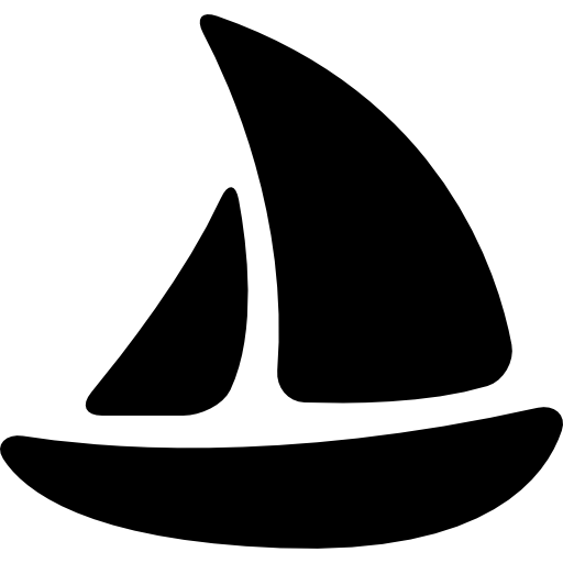 Темная парусная лодка  иконка