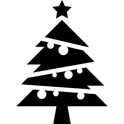 Árvore de natal com bolas e uma estrela no topo  Ícone