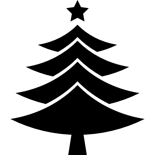 Árbol de navidad con una estrella en la parte superior.  icono
