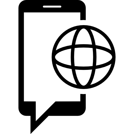 Смартфон с глобусом  иконка