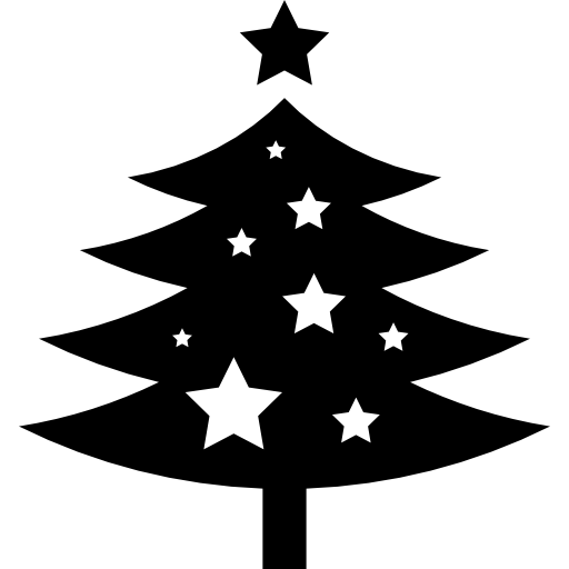 Christmas tree ornamented with stars  icon