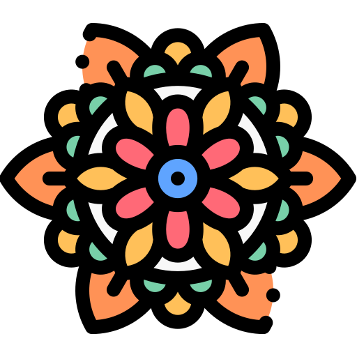 Rangoli Detailed Rounded Lineal color icono