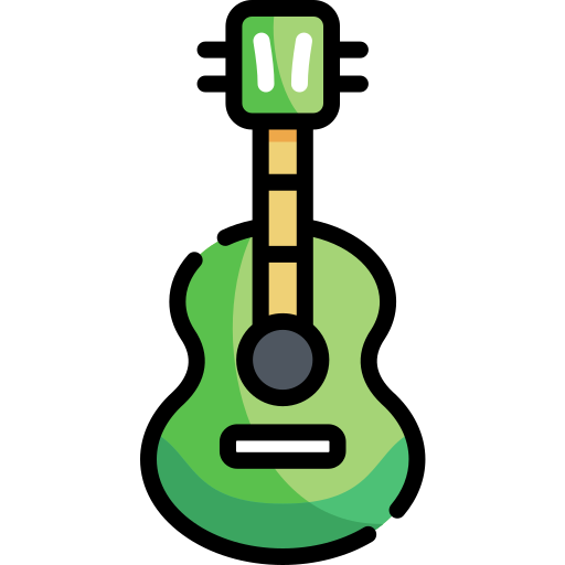Guitarra Kawaii Lineal color icono