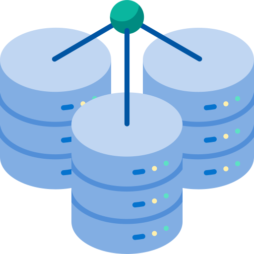 grandes datos Isometric Flat icono