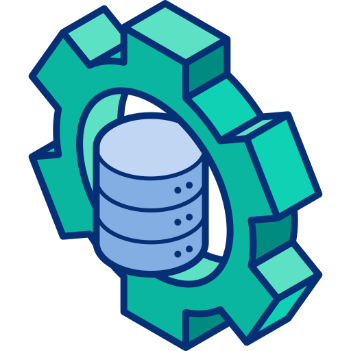 sistema de administración de base de datos Isometric Lineal Color icono