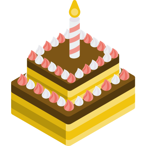 gâteau d'anniversaire Isometric Flat Icône
