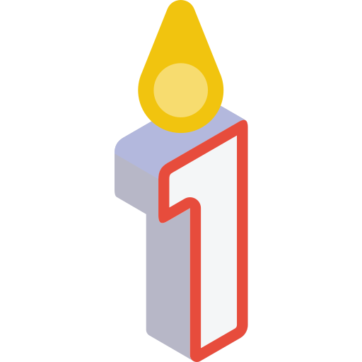 Свеча на день рождения Isometric Flat иконка