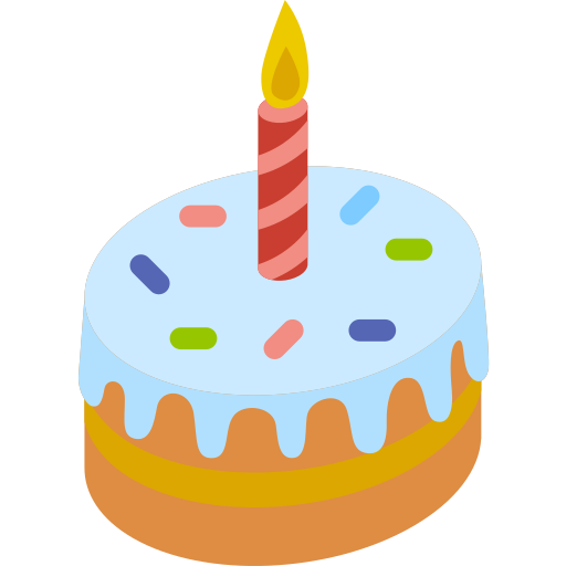 Торт на день рождения Isometric Flat иконка