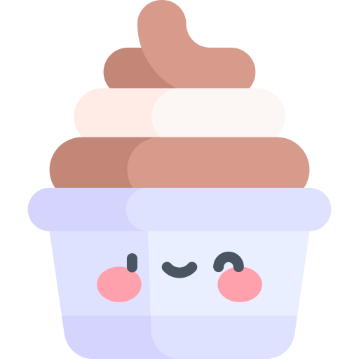 мороженое с фруктами Kawaii Flat иконка