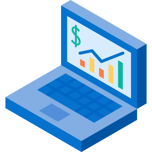análisis financiero Isometric Flat icono