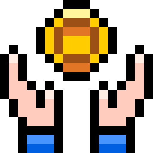 Hand with coin Pixel Linear color icon