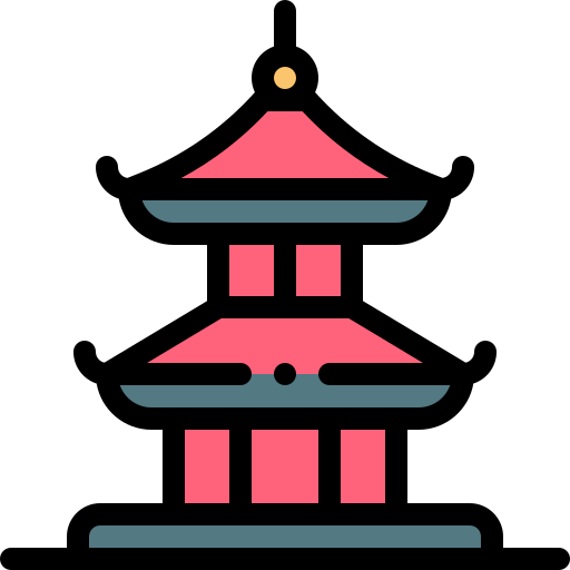 chinesischer tempel Detailed Rounded Lineal color icon