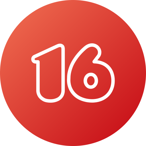 Number 16 Generic gradient fill icon