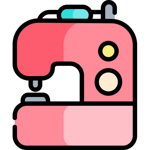 La máquina de coser Kawaii Lineal color icono