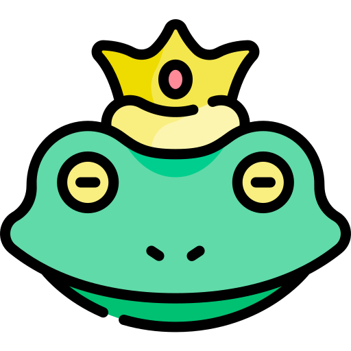 Príncipe rana Kawaii Lineal color icono