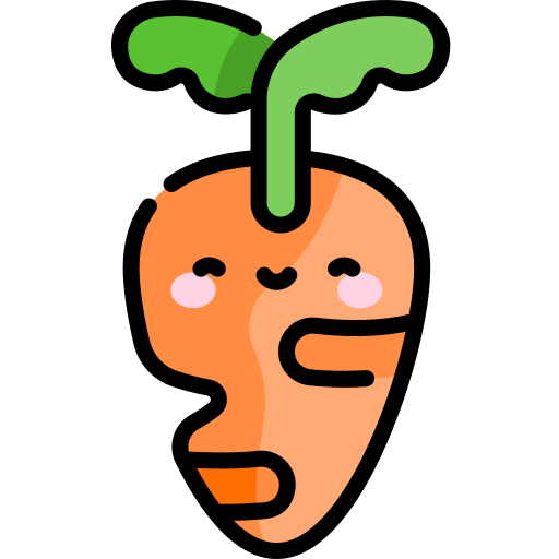 Zanahoria Kawaii Lineal color icono