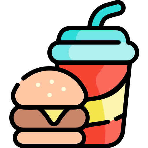 fast food Kawaii Lineal color ikona