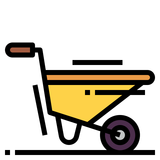 Wheelbarrow Nhor Phai Lineal Color icon
