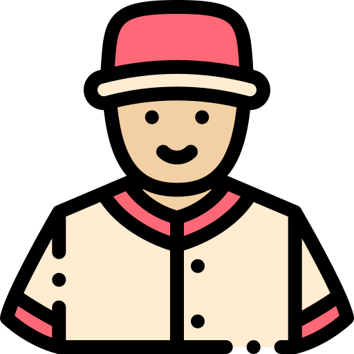 Jugador de béisbol Detailed Rounded Lineal color icono