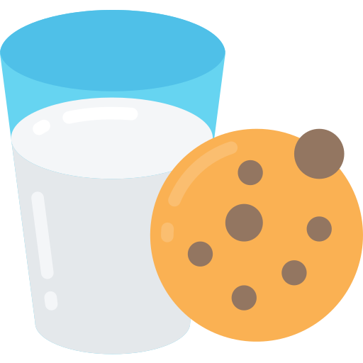 Cookie and milk Juicy Fish Flat icon